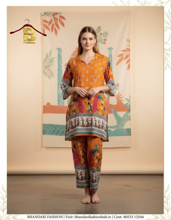 Ladies Premium Pure Cotton Coat Set With Traditional Printing