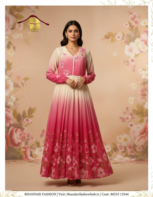 Ladies Premium Georgette Fabric Suit With Floral Pattern