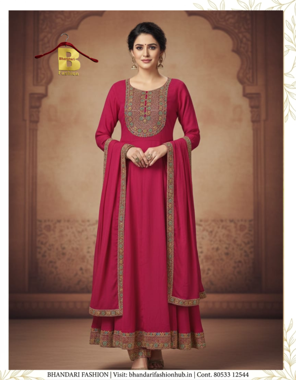 Ladies Premium Pink Cotton Frock Suit