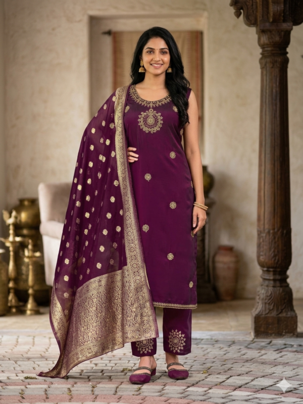 Ladies Premium Silk Fabric Suit & Dupatta