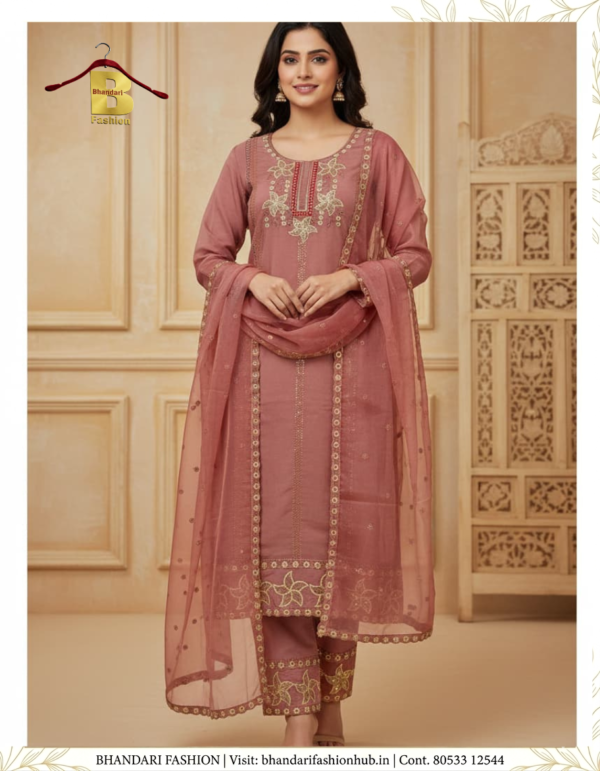 Ladies Special Silk Pink Suit