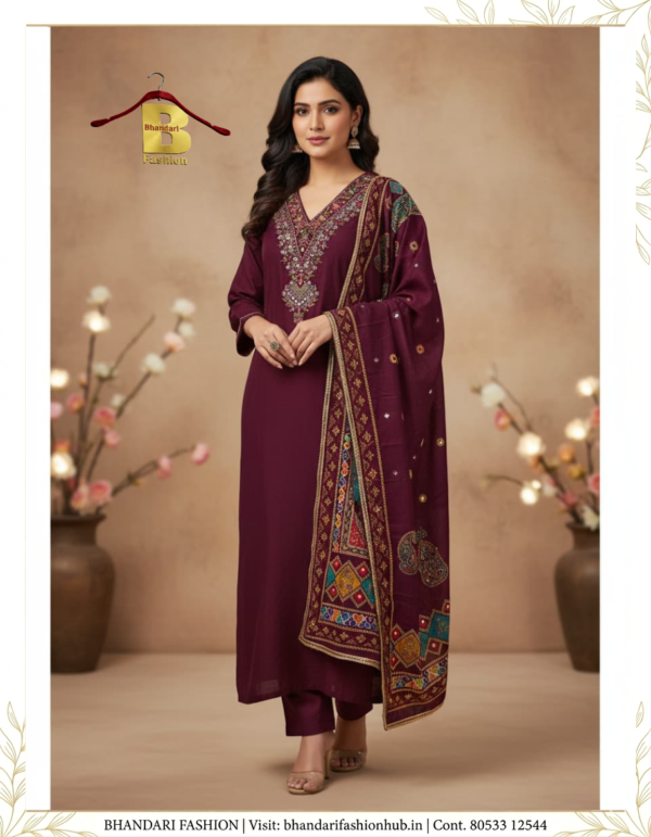 Ladies Special Vatican Silk Fabric Suit