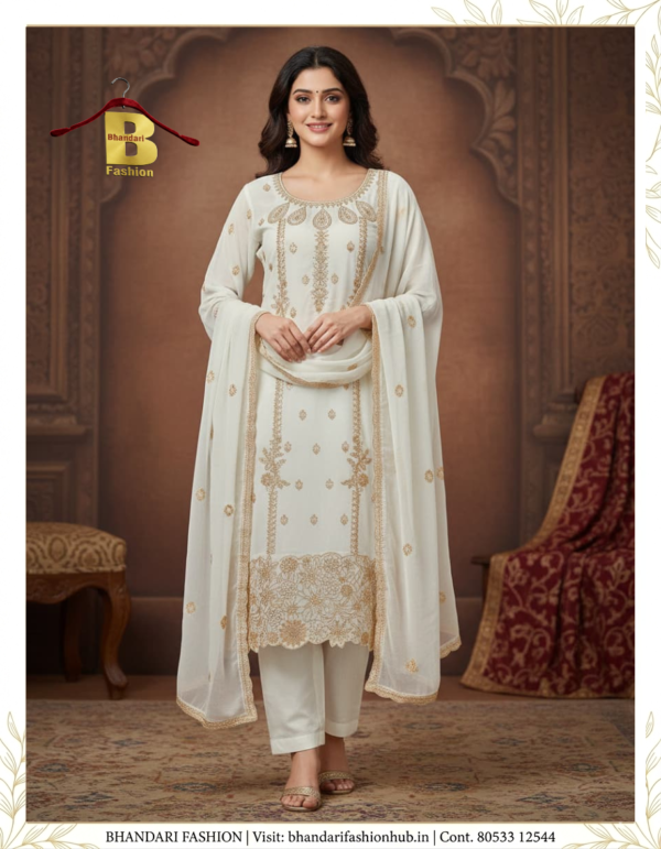 Ladies Special Georgette White Suit